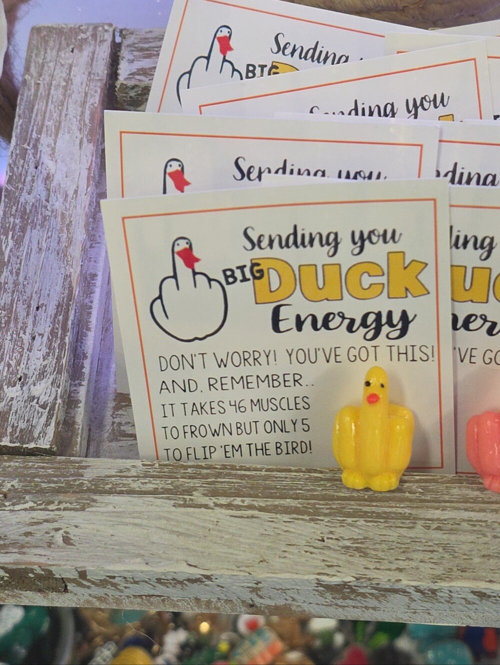 Party Favor Card with Yellow Duck Figurine